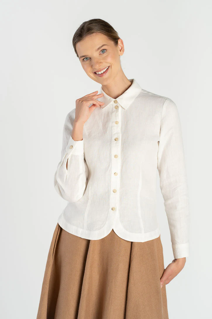 Women's White Linen Tops